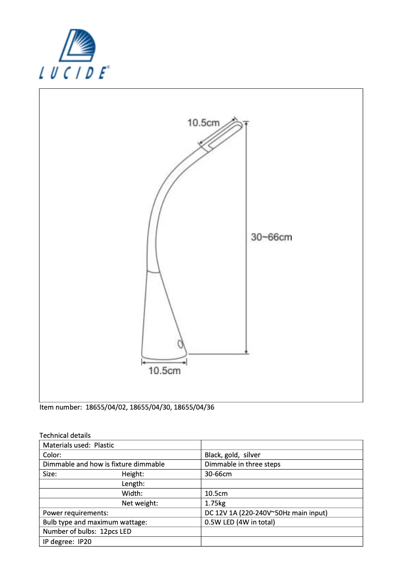 Page 1 de la notice Manuel utilisateur Lucide Goosy LED