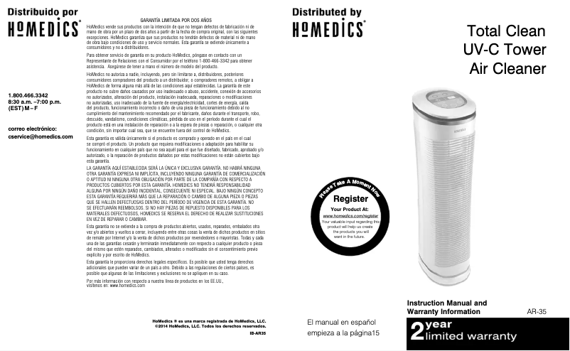 Imagen de la primera página del manual del dispositivo AR-35