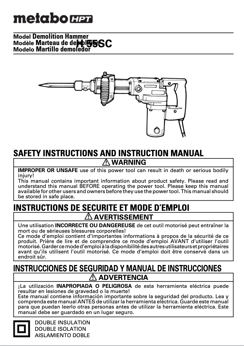 Page 1 de la notice Manuel utilisateur HiKOKI H55SC