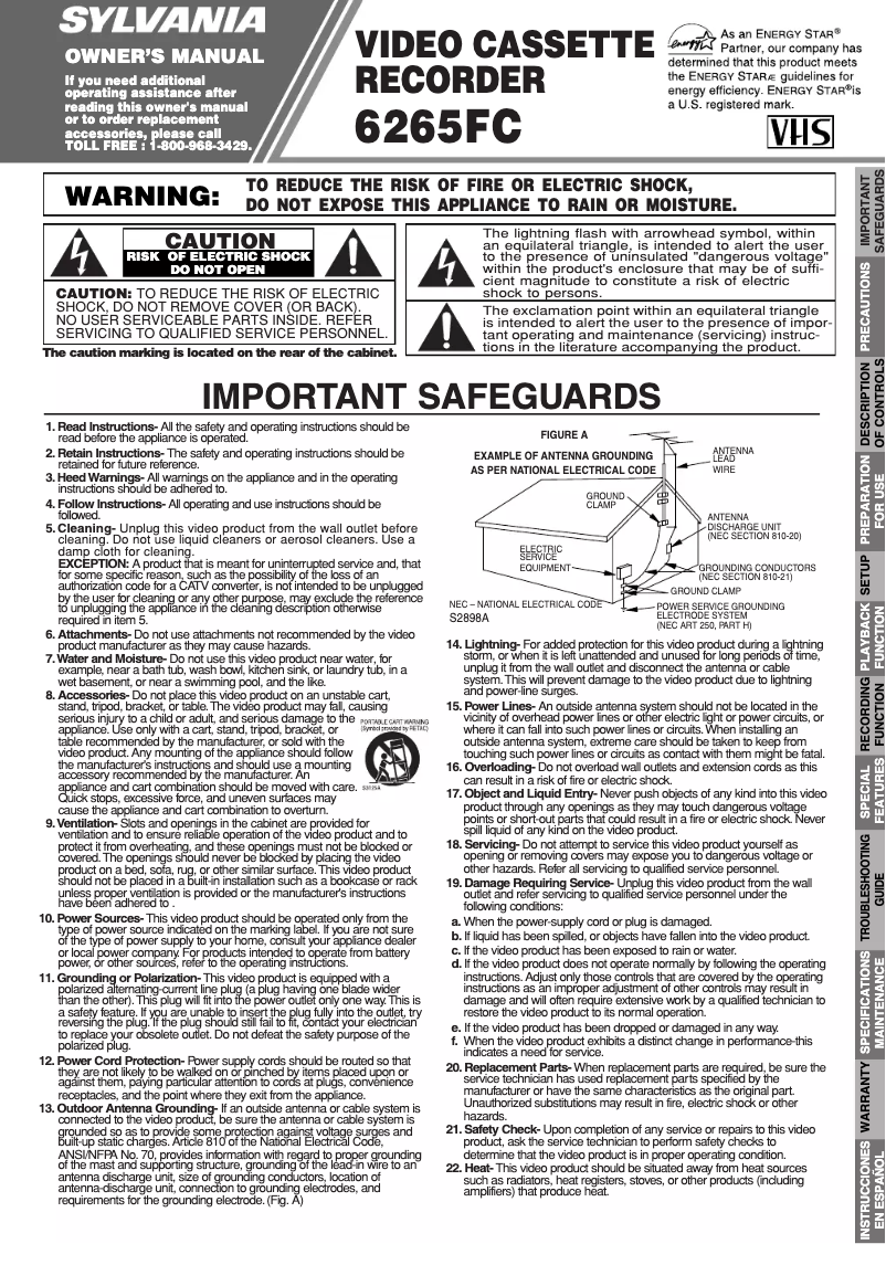 Page 1 de la notice Manuel utilisateur Sylvania 6265FC