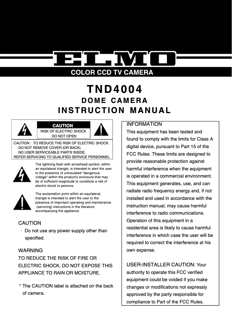 Image de la première page du manuel de l'appareil TND4004