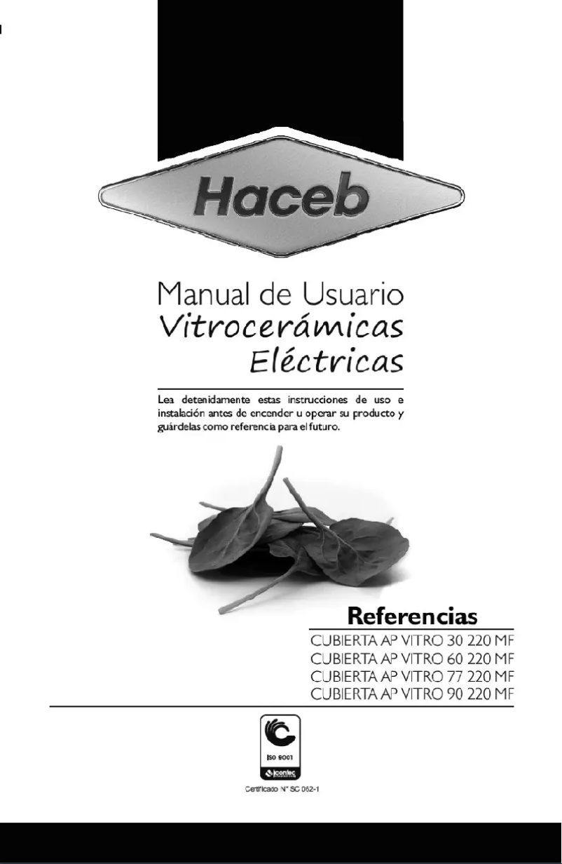 Page n°1 - Manuel utilisateur Haceb Appiani Vitro 60 MF 220