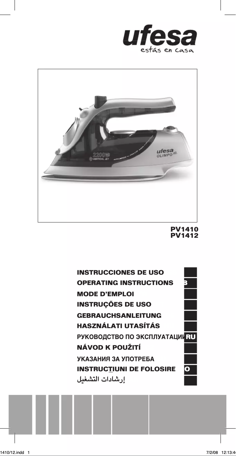 Page 1 de la notice Manuel utilisateur Ufesa Olimpo PV1412