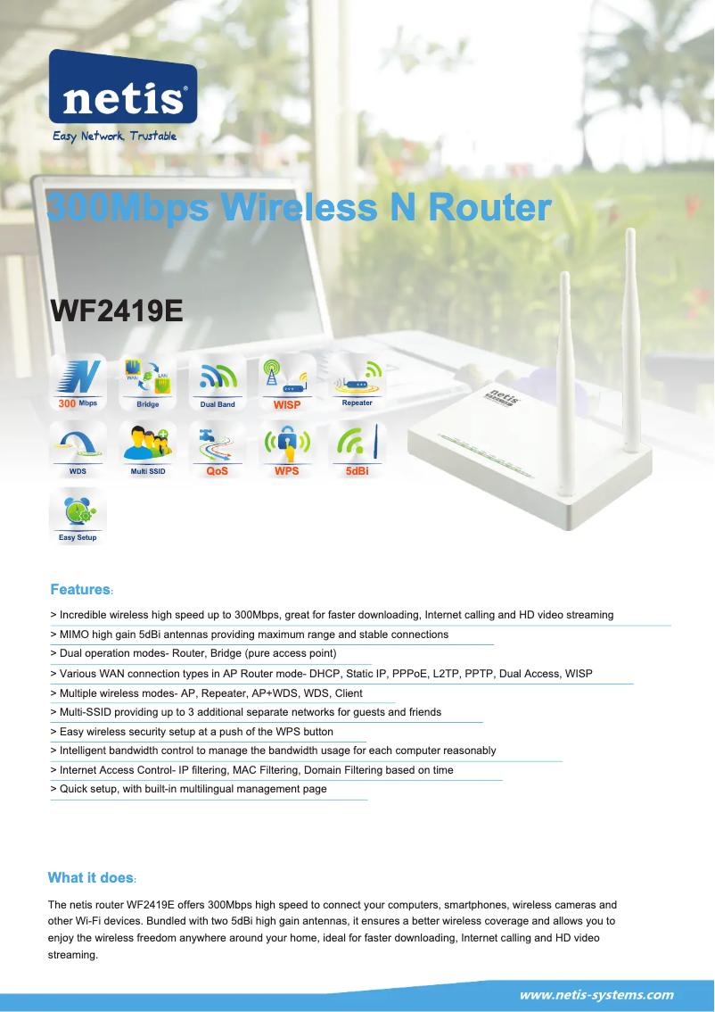 Page n°1 - Manuel utilisateur Netis WF2419E