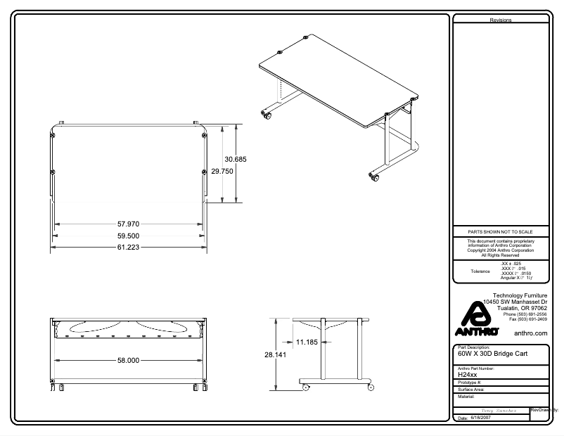 Page 1 de la notice Manuel utilisateur Anthro Large AnthroCarts
