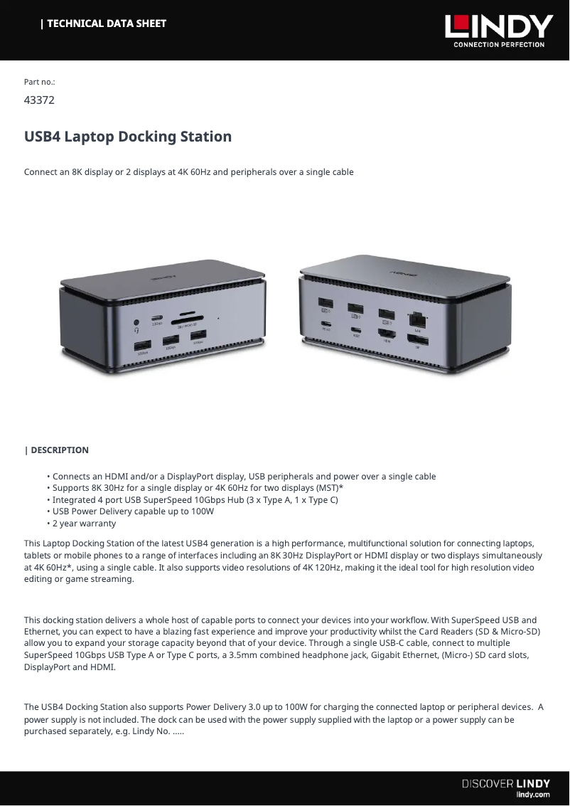 Page 1 de la notice Manuel utilisateur Lindy 43372