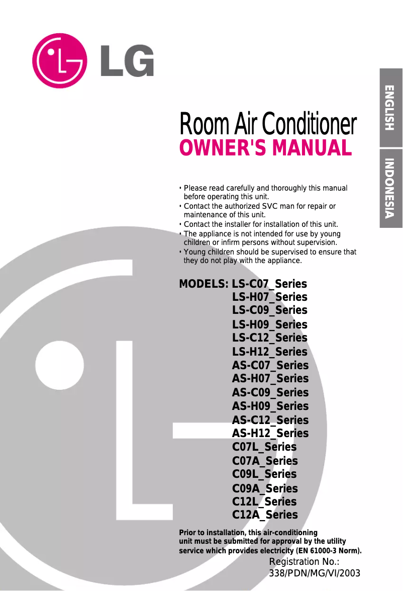 Page 1 de la notice Manuel utilisateur LG LS-C076ZBC0