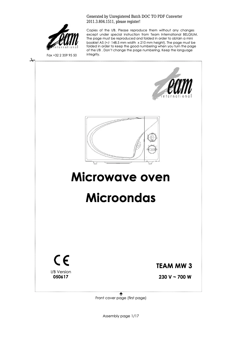 Página 1 del manual Manual de usuario Team MW 3