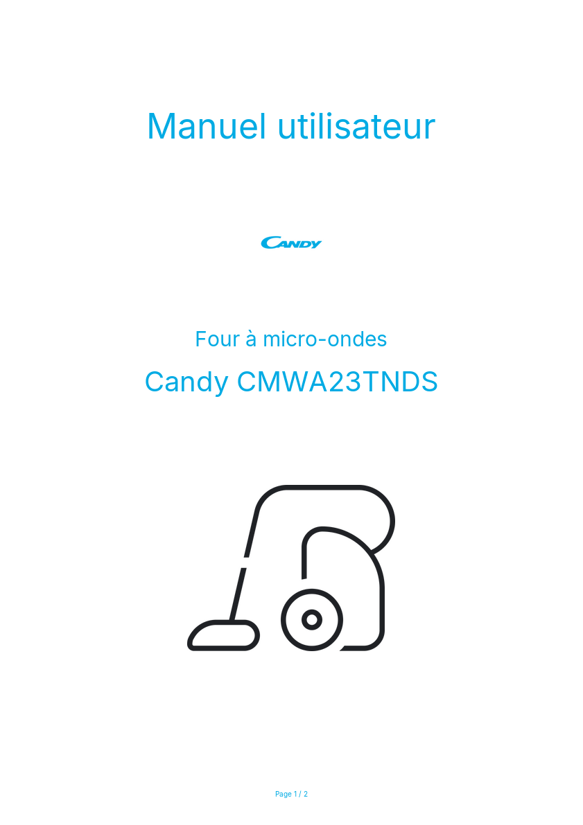 Page n°1 - Manuel utilisateur Candy CMWA23TNDS