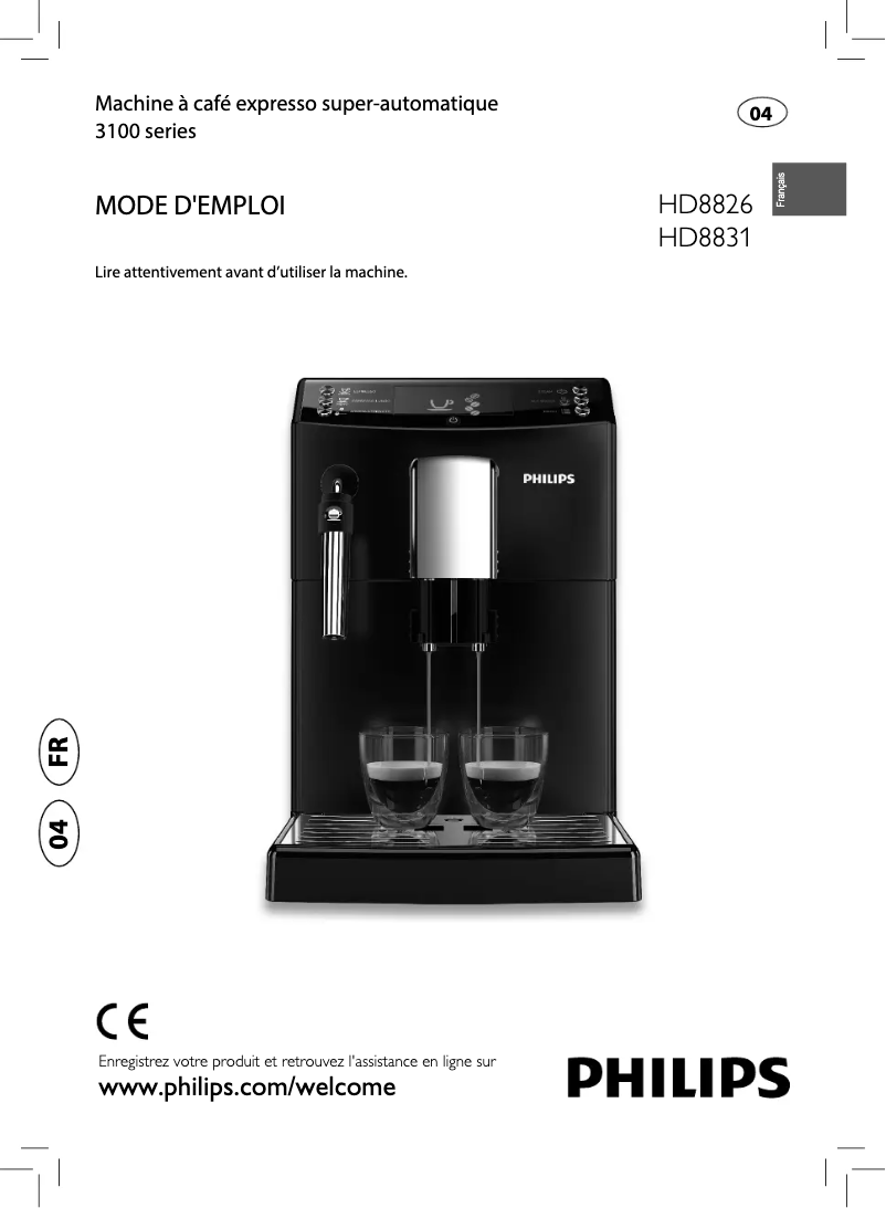 Page 1 de la notice Manuel utilisateur Philips 3100 series HD8826