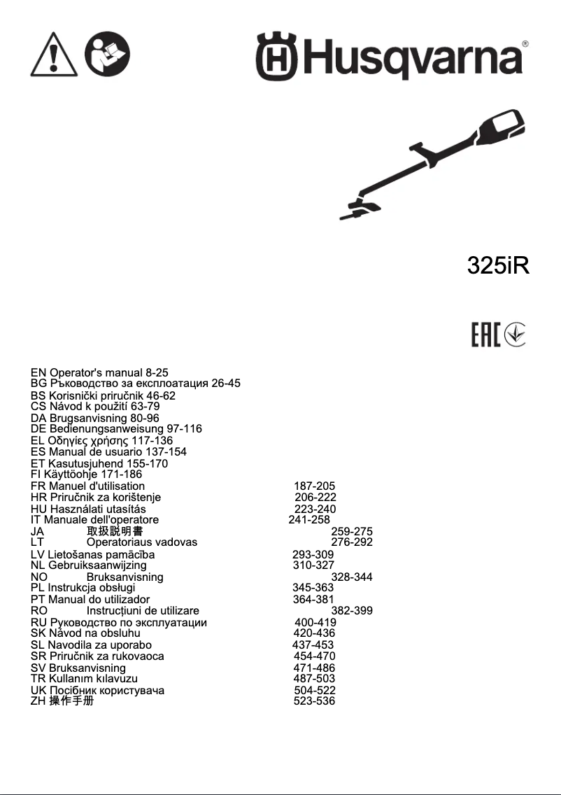 Image de la première page du manuel de l'appareil 325iR
