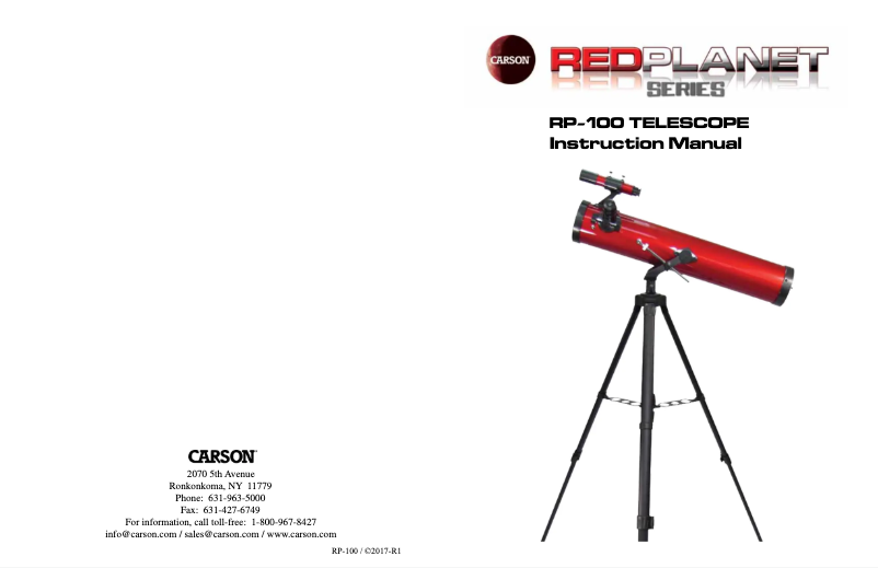 Page n°1 - Manuel utilisateur Carson RedPlanet RP-100