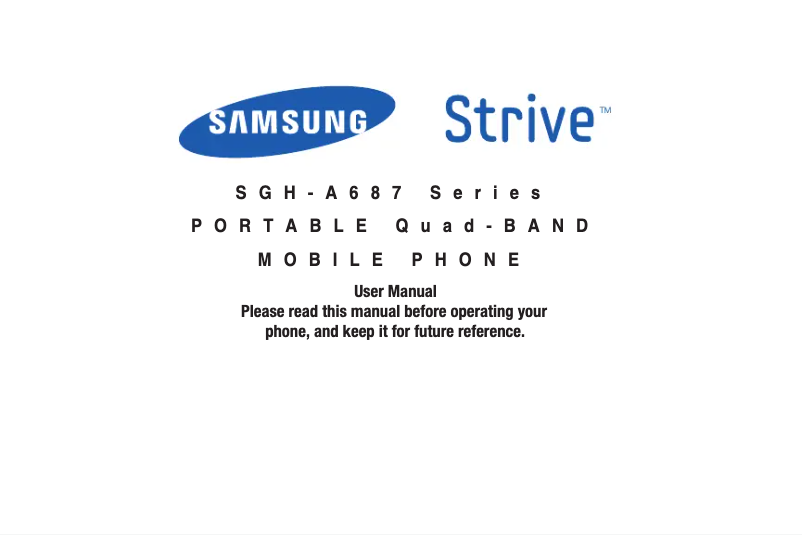 Page 1 de la notice Manuel utilisateur Samsung Strive A687