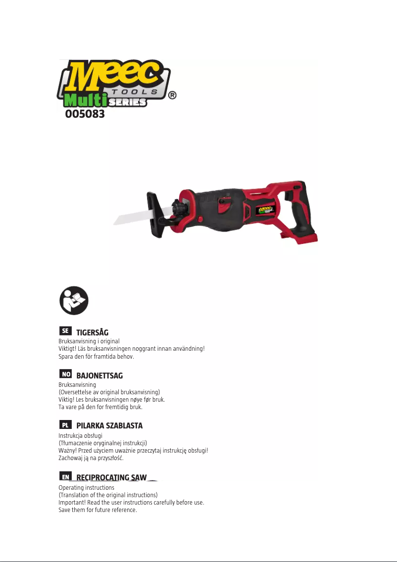 Page n°1 - Manuel utilisateur Meec Tools 005-083