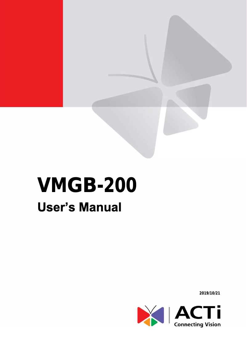 Image de la première page du manuel de l'appareil VMGB-200