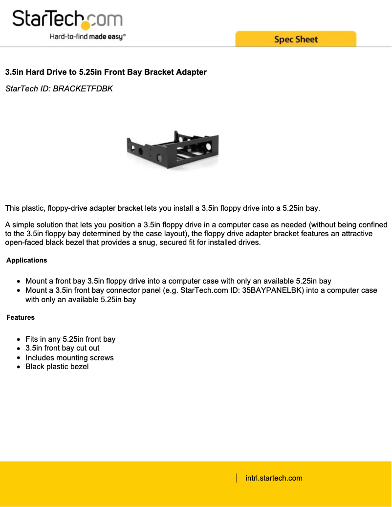 Image de la première page du manuel de l'appareil BRACKETFDBK