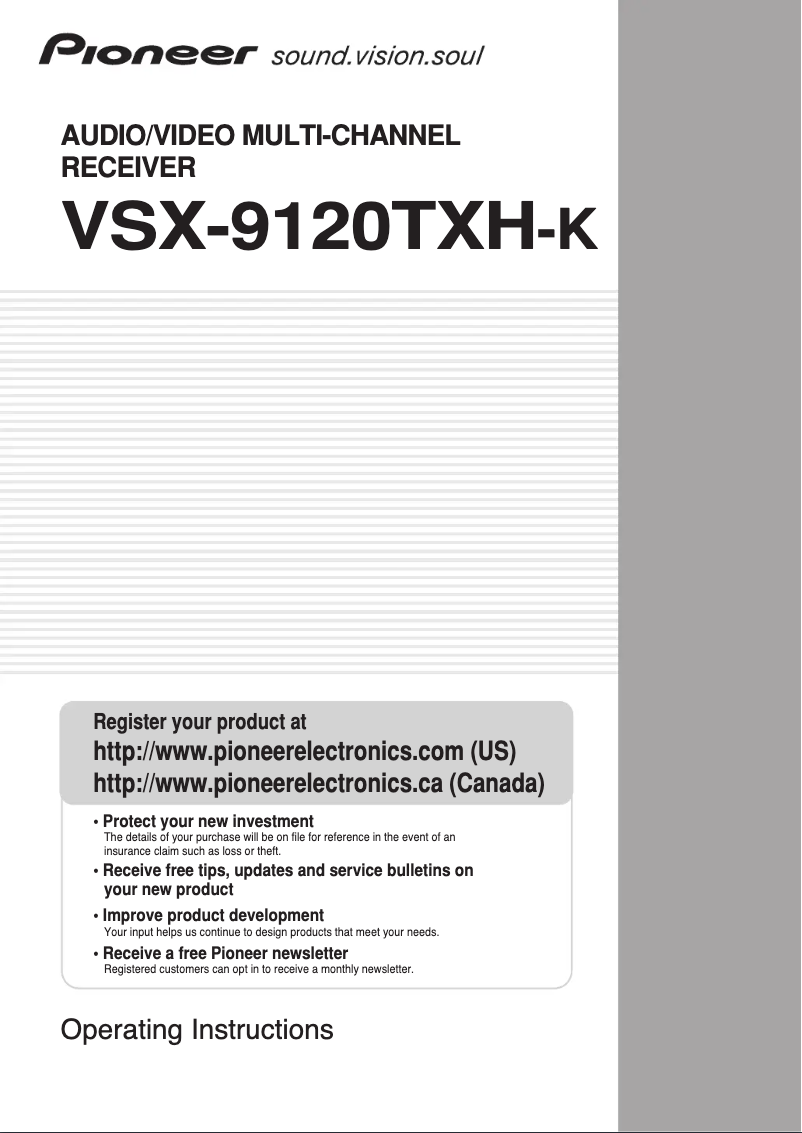 Image de la première page du manuel de l'appareil VSX-9120TXH-K