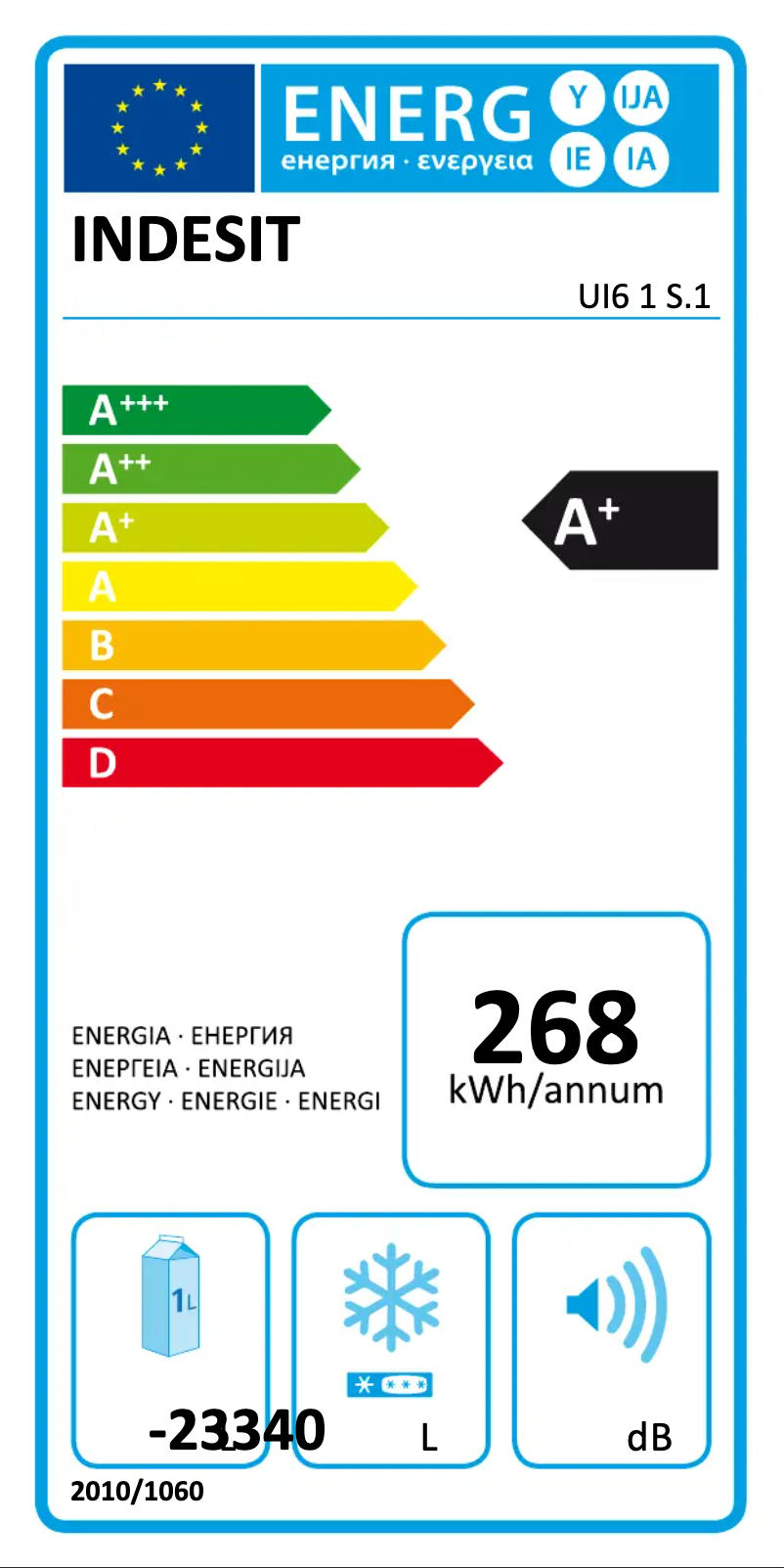 Page n°1 - Label énergétique Indesit UI6 1 S.1