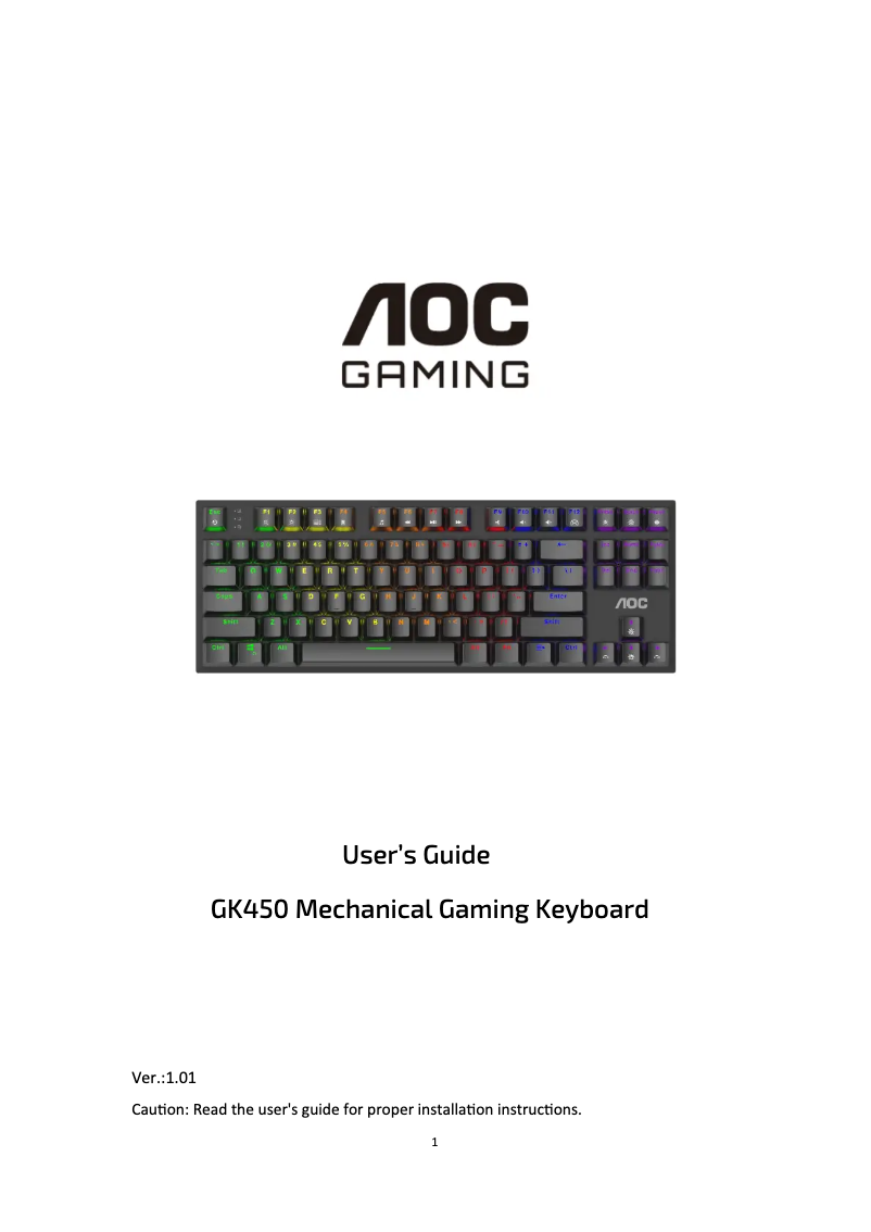 Page 1 de la notice Manuel utilisateur AOC GK450