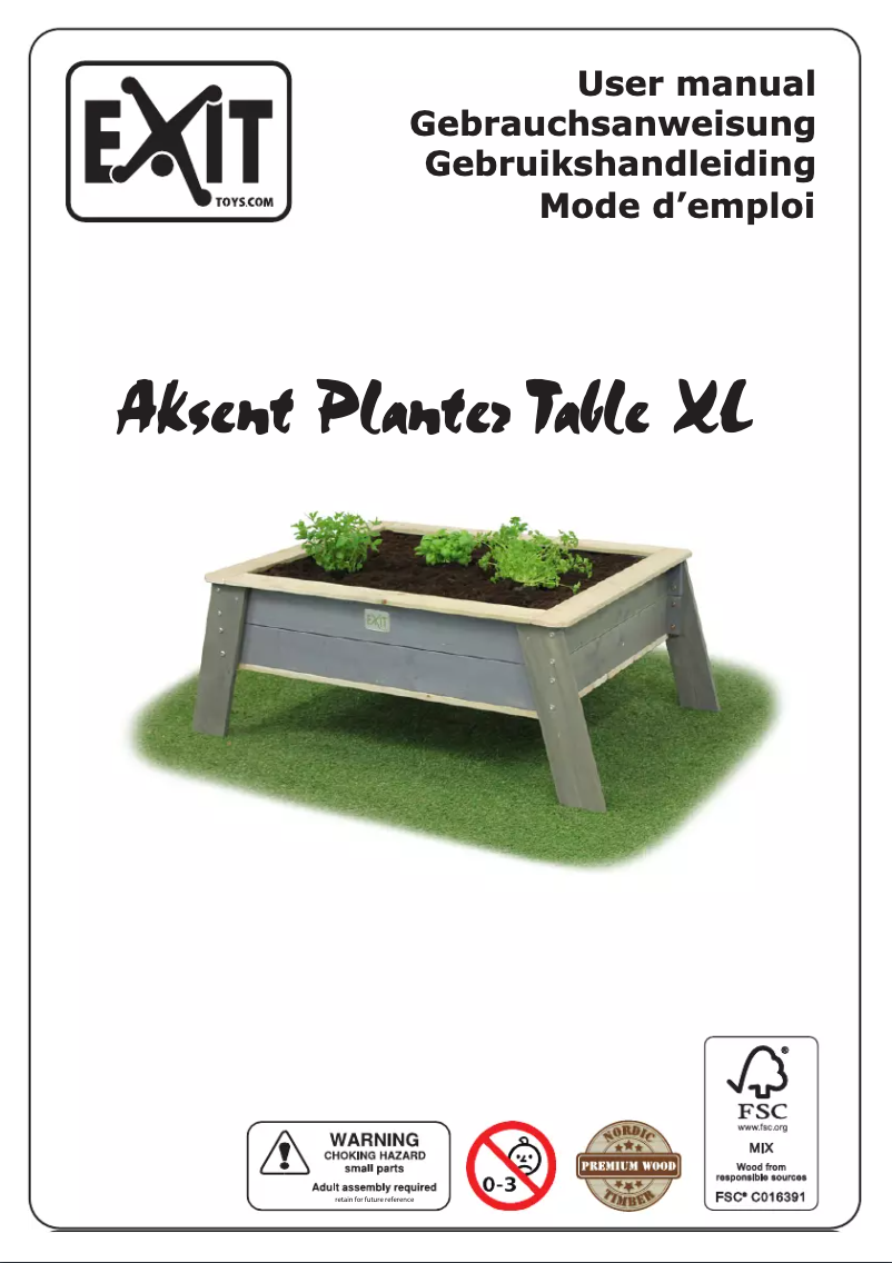 Page 1 de la notice Manuel utilisateur EXIT Aksent Kids Planter Table XL