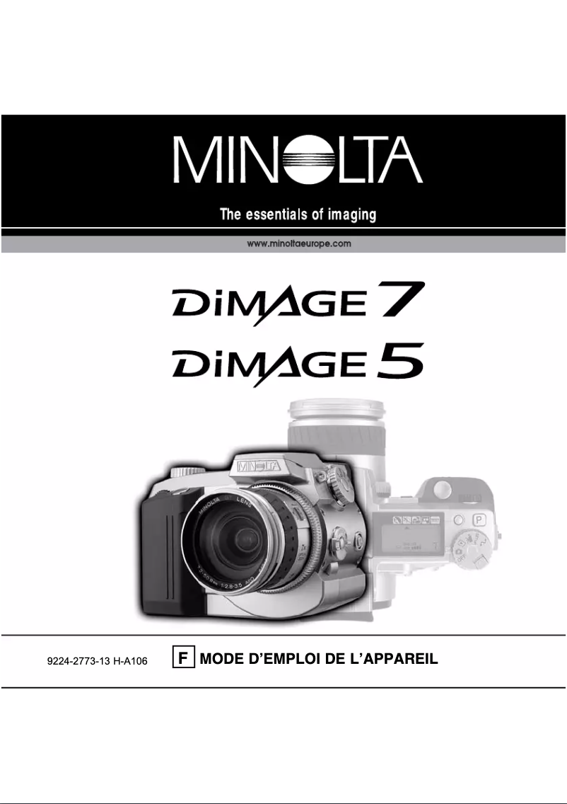 Page n°1 - Manuel utilisateur Konica Minolta DiMAGE 7