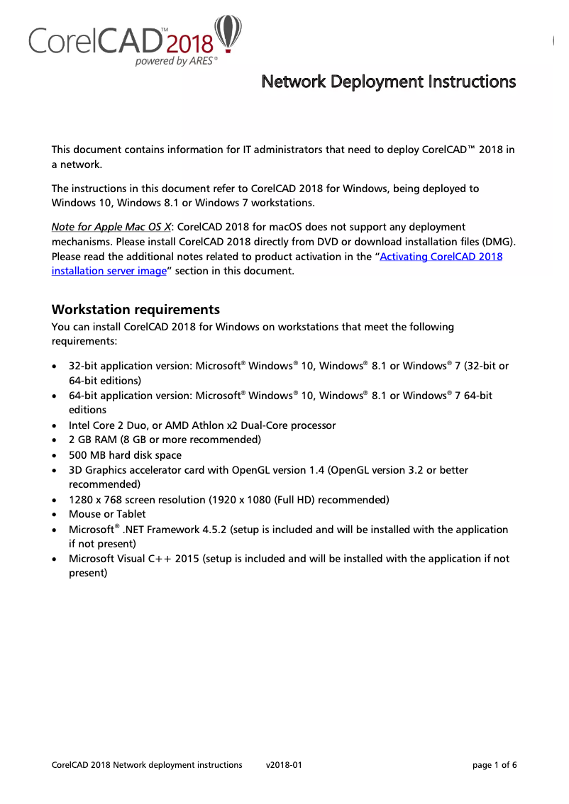 Page n°1 - Instructions / montage Corel CAD 2018