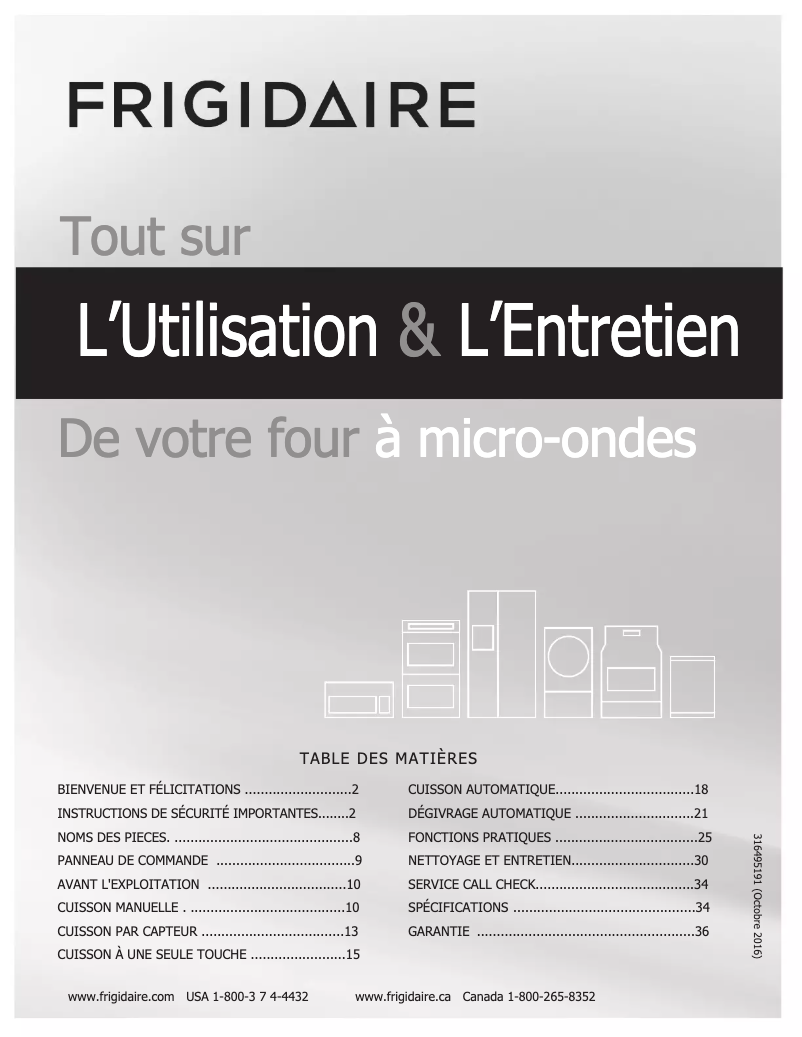 Page n°1 - Manuel utilisateur Frigidaire FGMV17WNVF