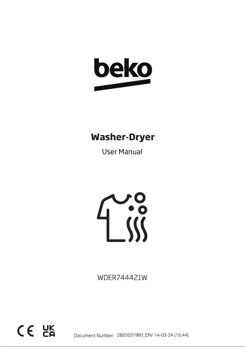 Page 1 de la notice Manuel utilisateur Beko WDER744421B