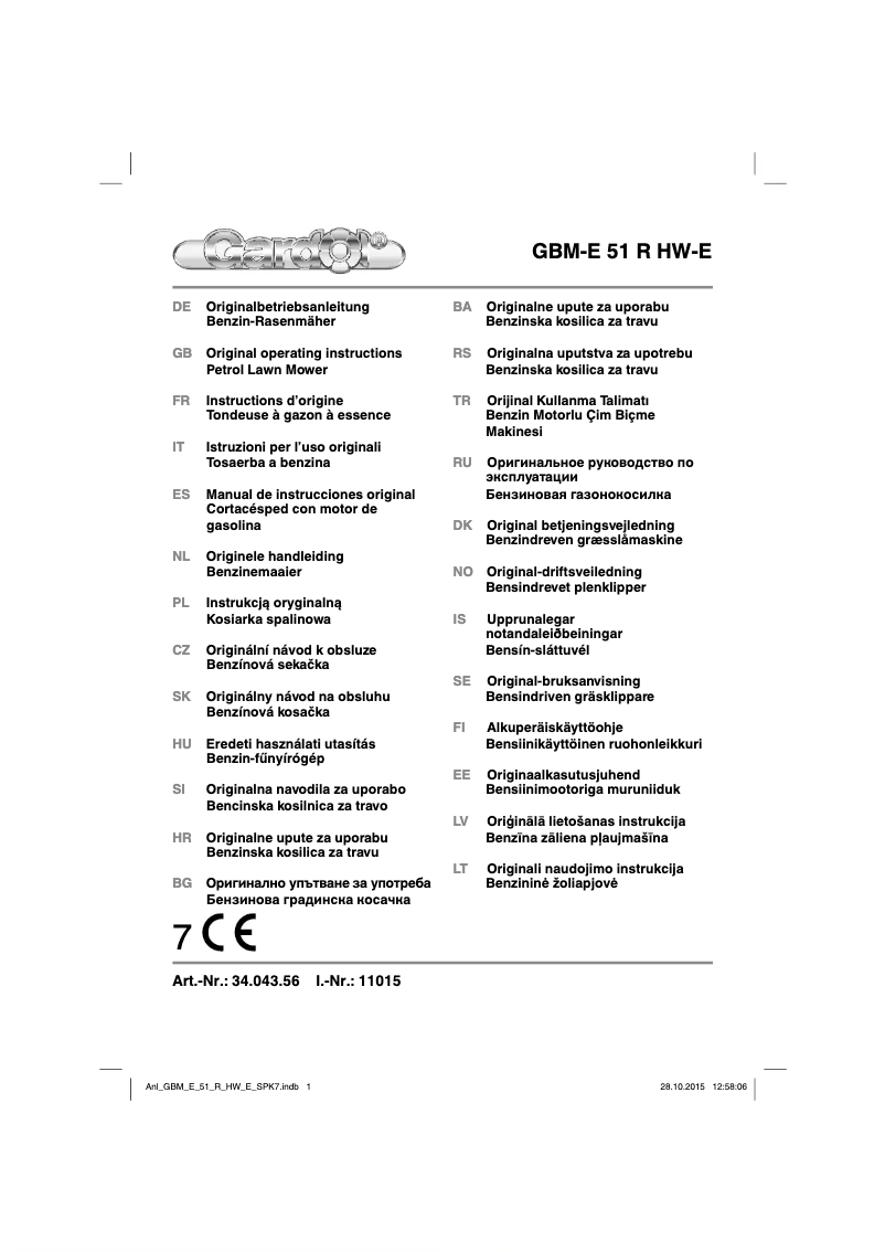 Page n°1 - Manuel utilisateur Gardol GBM-E 51 R HW E
