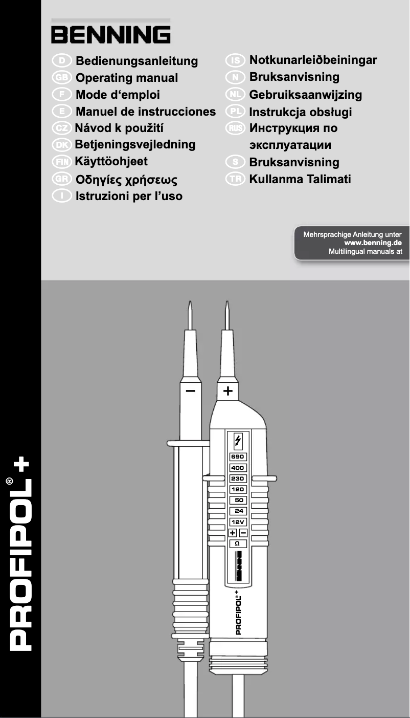 Page n°1 - Manuel utilisateur BENNING PROFIPOL+