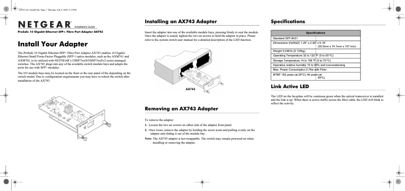 Image de la première page du manuel de l'appareil ProSafe AX743