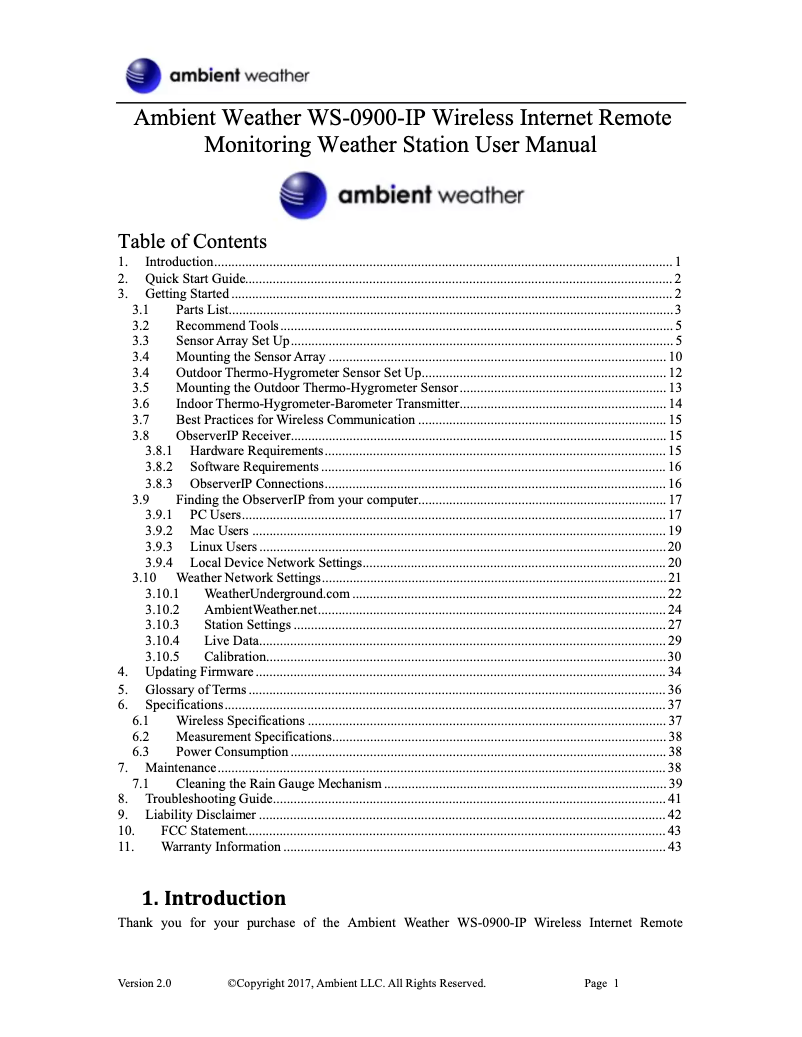 Image de la première page du manuel de l'appareil WS-0900-IP