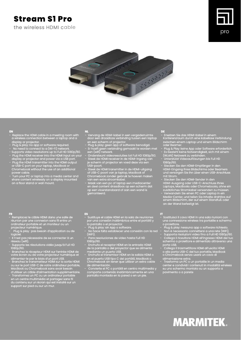 Image de la première page du manuel de l'appareil Stream S1 Pro