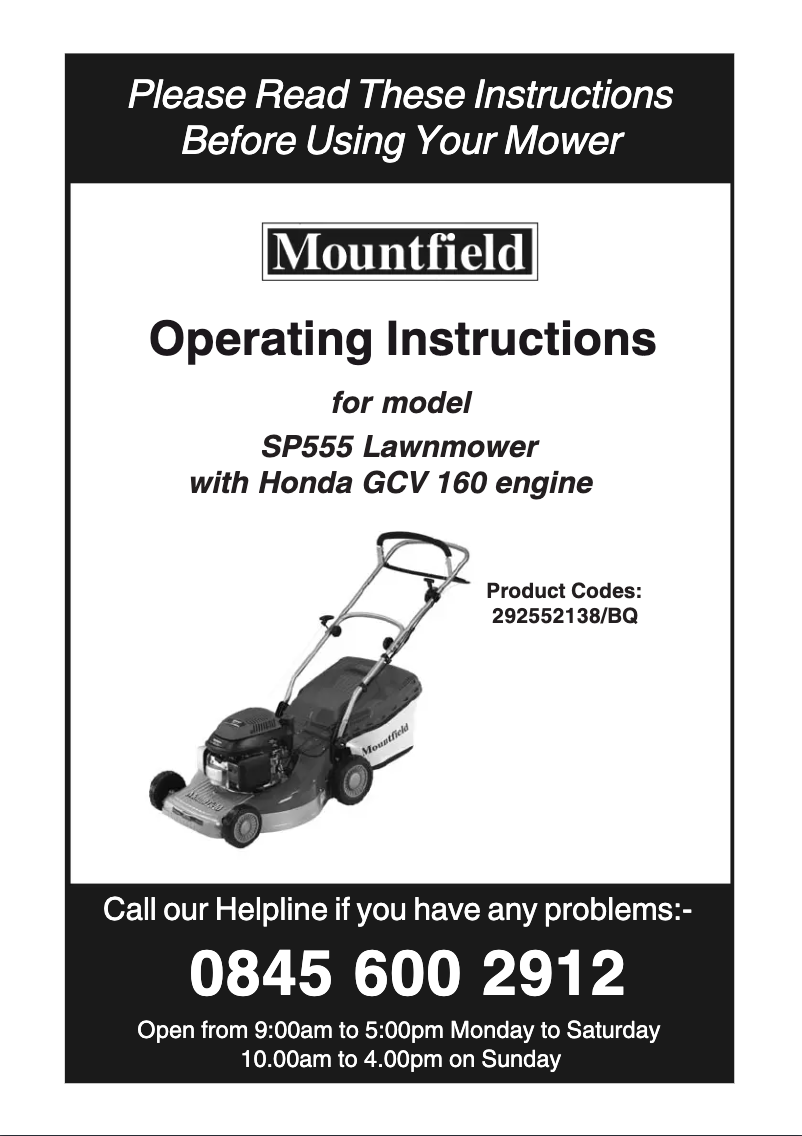 Page 1 de la notice Manuel utilisateur Mountfield SP555
