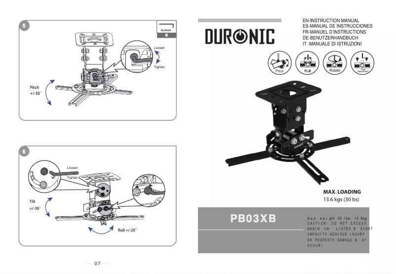 Page 1 of the manual User Manual Duronic PB03XB