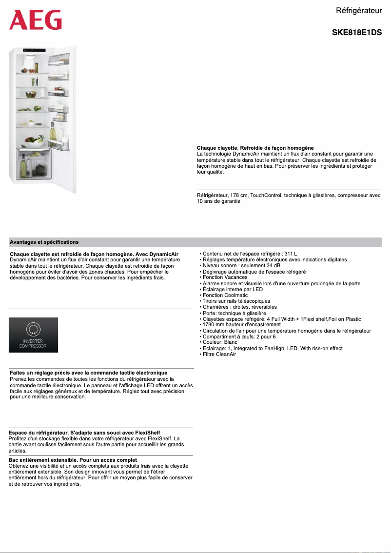 Página 1 del manual Ficha técnica AEG SKE818E1DS