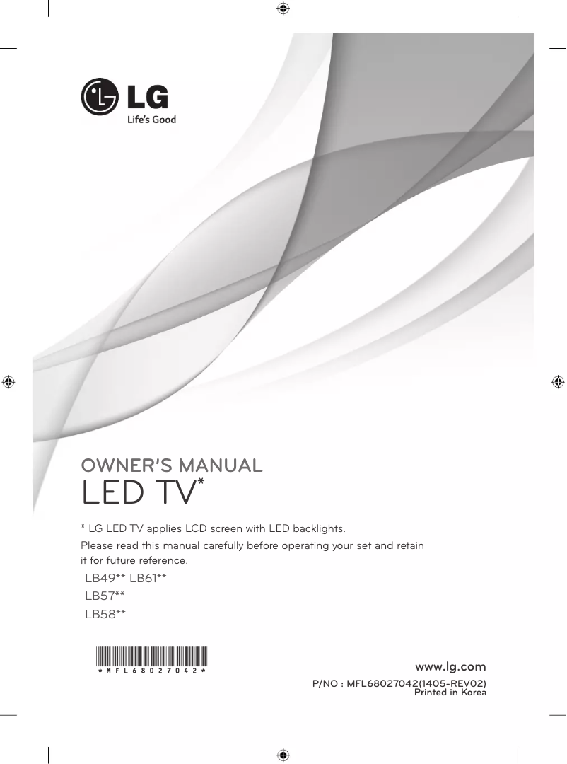 Page n°1 - Manuel utilisateur LG 50LB570V