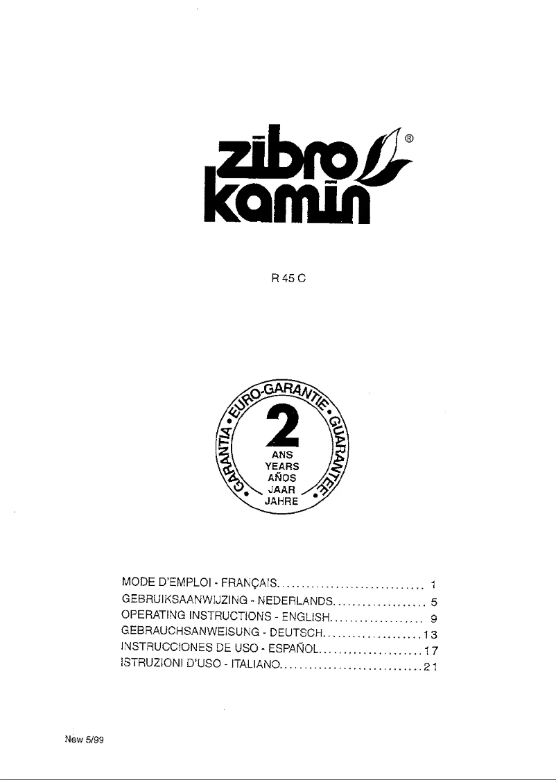 Page n°1 - Manuel utilisateur Zibro Kamin R 45 C