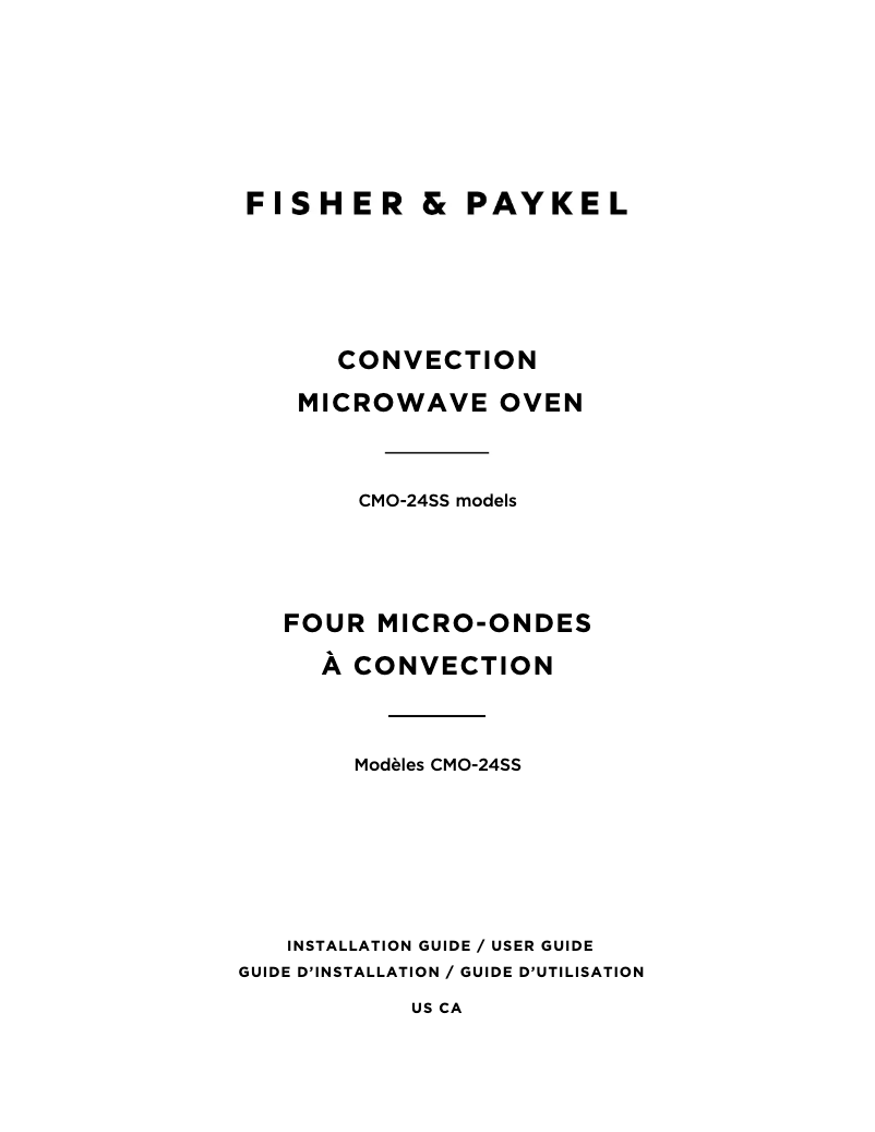 Page 1 de la notice Manuel utilisateur Fisher & Paykel CMO-24SS-3Y
