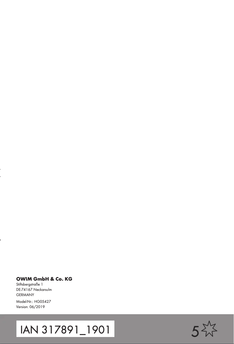Page n°1 - Manuel utilisateur SilverCrest HG05427