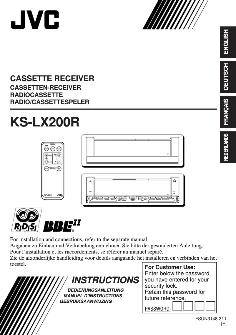 Page 1 de la notice Manuel utilisateur JVC KS-LX200R