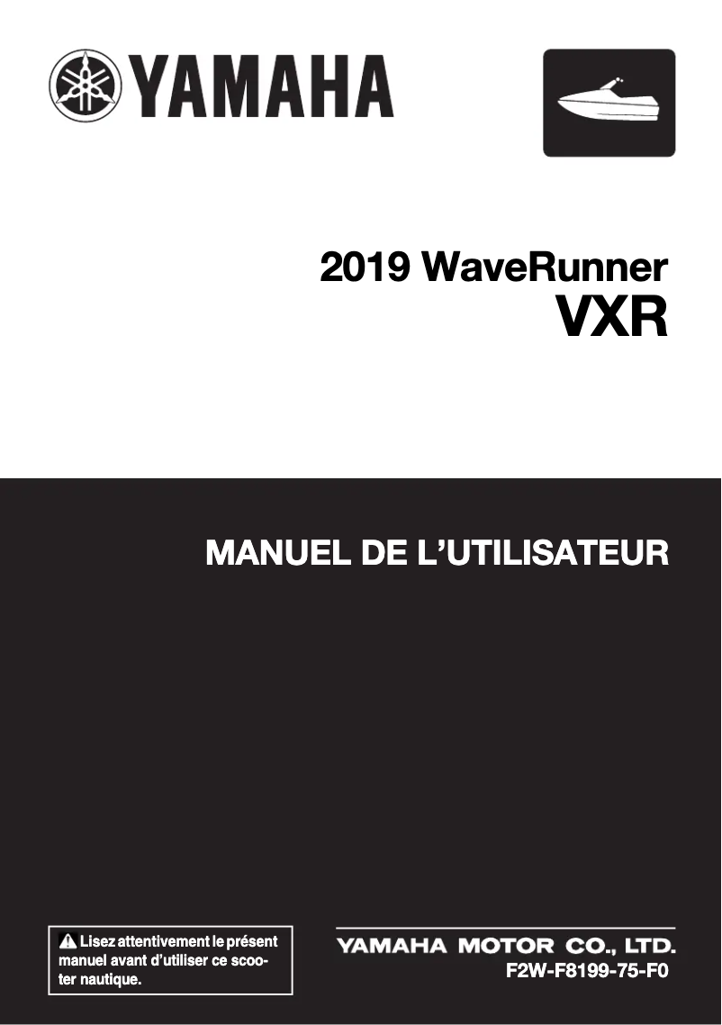Page 1 of the manual User Manual Yamaha WaveRunner VXR (2019)