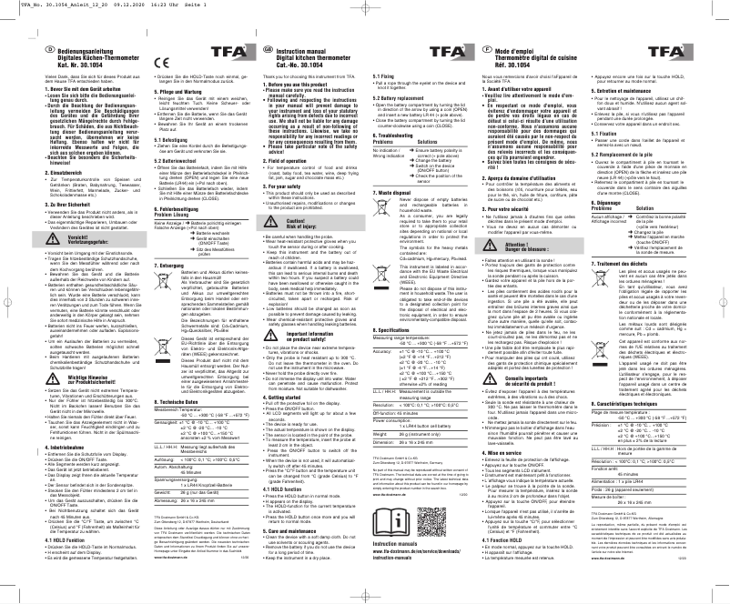 Image de la première page du manuel de l'appareil 30.1054.04