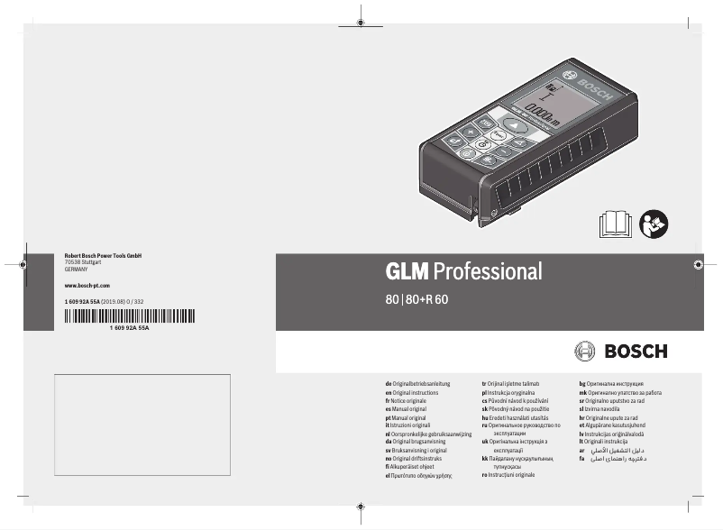 Image de la première page du manuel de l'appareil GLM 80 Professional