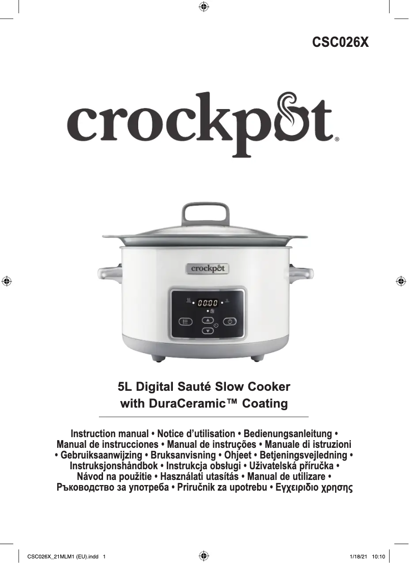 Page 1 de la notice Manuel utilisateur Crock-Pot CSC026X