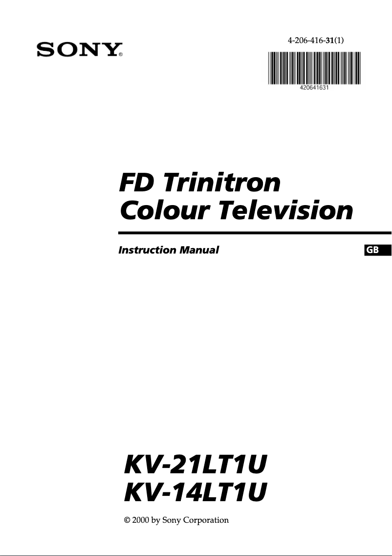 Page 1 de la notice Manuel utilisateur Sony KV-14LT1U