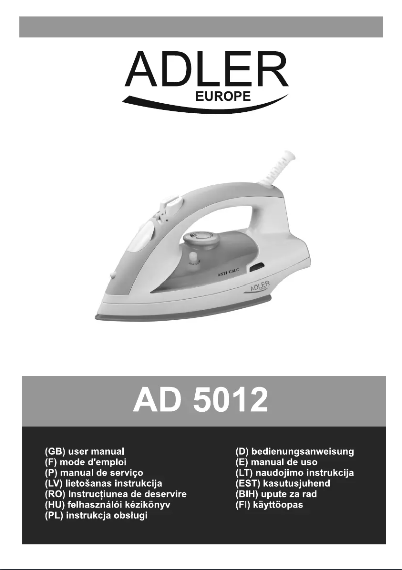 Page 1 de la notice Manuel utilisateur Adler AD 5012
