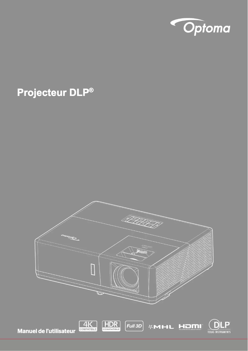 Page 1 de la notice Manuel utilisateur Optoma ZH506e