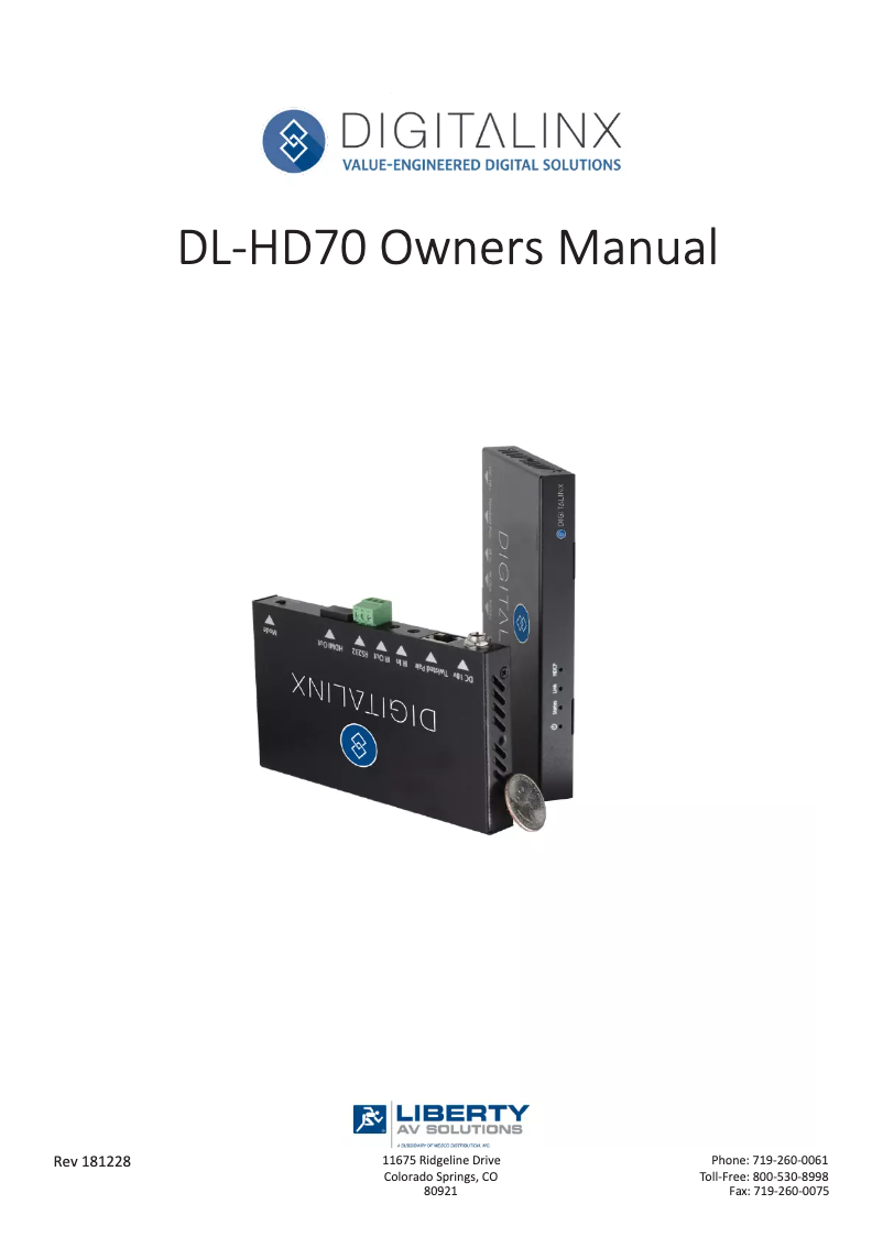 Página 1 del manual Manual de usuario Liberty DL-HD70