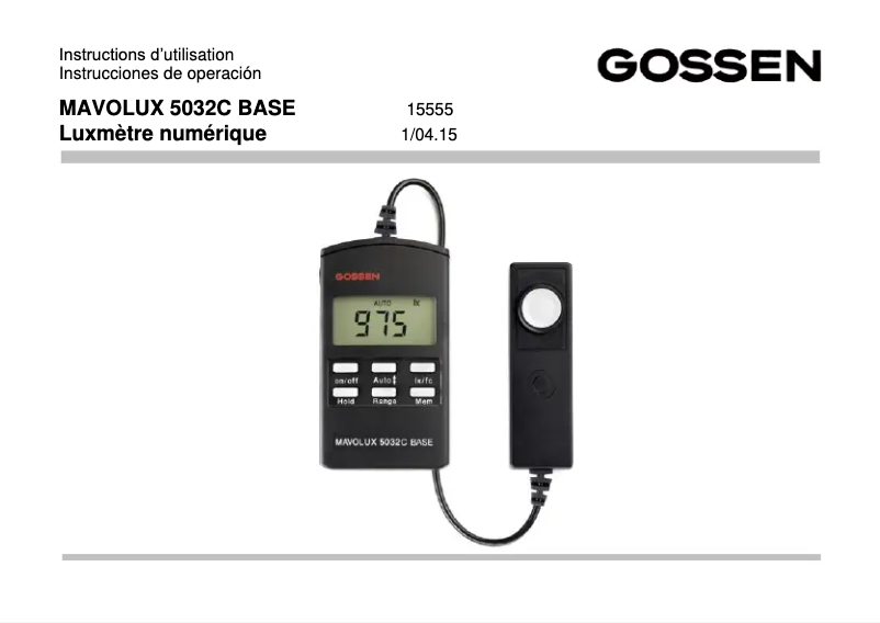 Page 1 de la notice Manuel utilisateur Gossen Mavolux 5032C Base